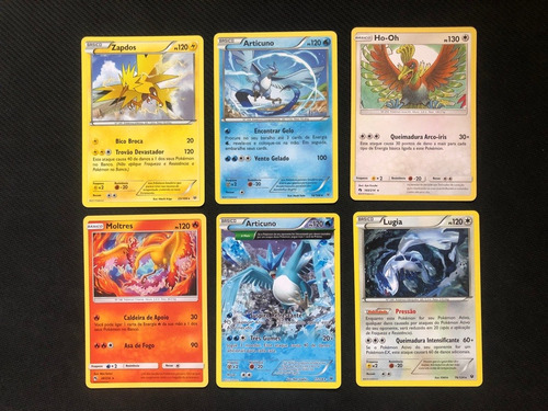 Coleção 6 Cartas Pokemon Aves Lendárias + Brindes